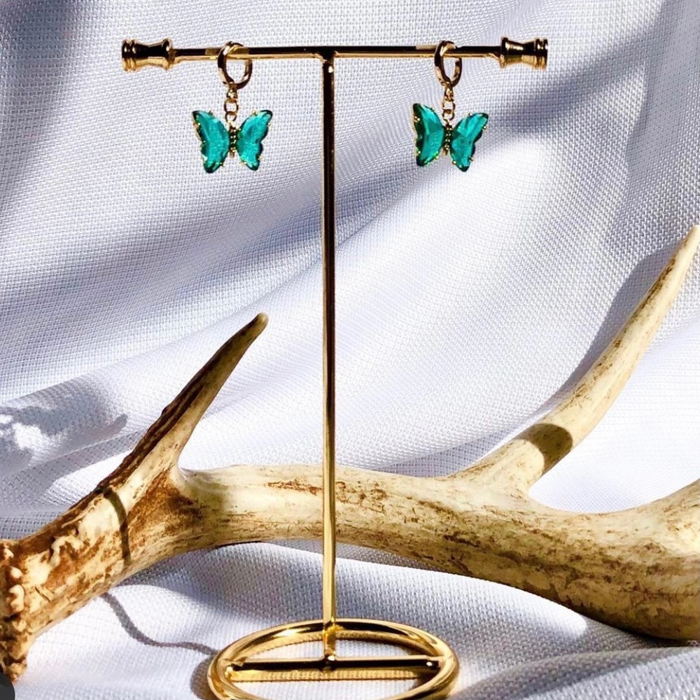 Handcrafted Butterfly Huggie Earrings - Picture 2 of 3